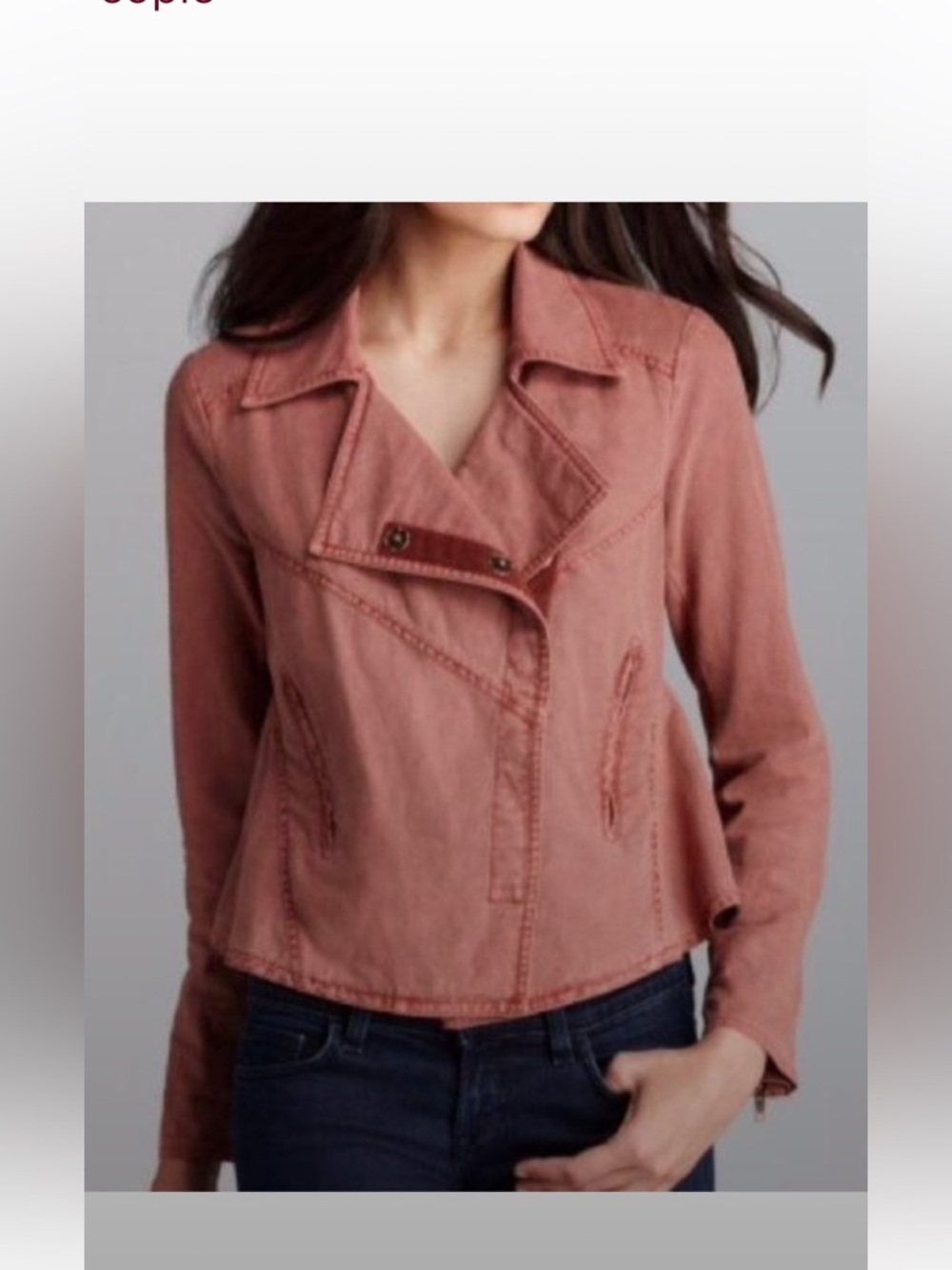 Free People Moto Rosewood Washed Linen Jacket